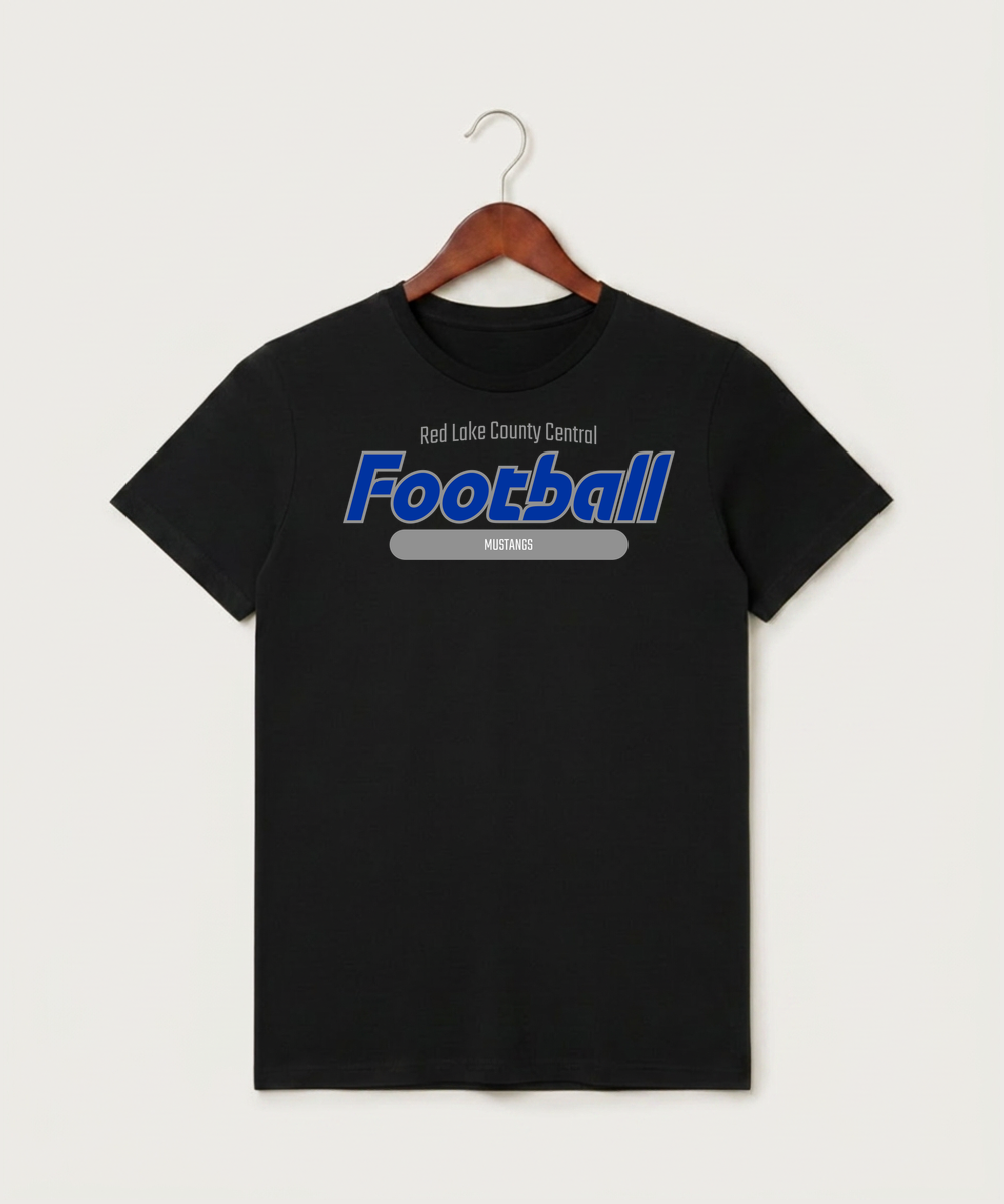 Red Lake County Central Football (Boys) - Black T-Shirt - Full Front