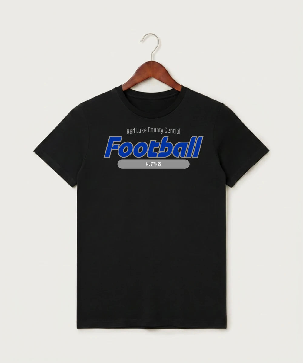 Red Lake County Central Football (Boys) - Black T-Shirt - Full Front