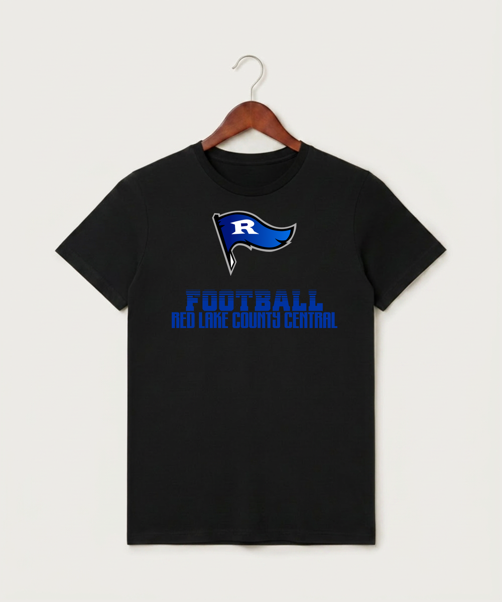 Red Lake County Central Football (Boys) - Black T-Shirt - Full Front