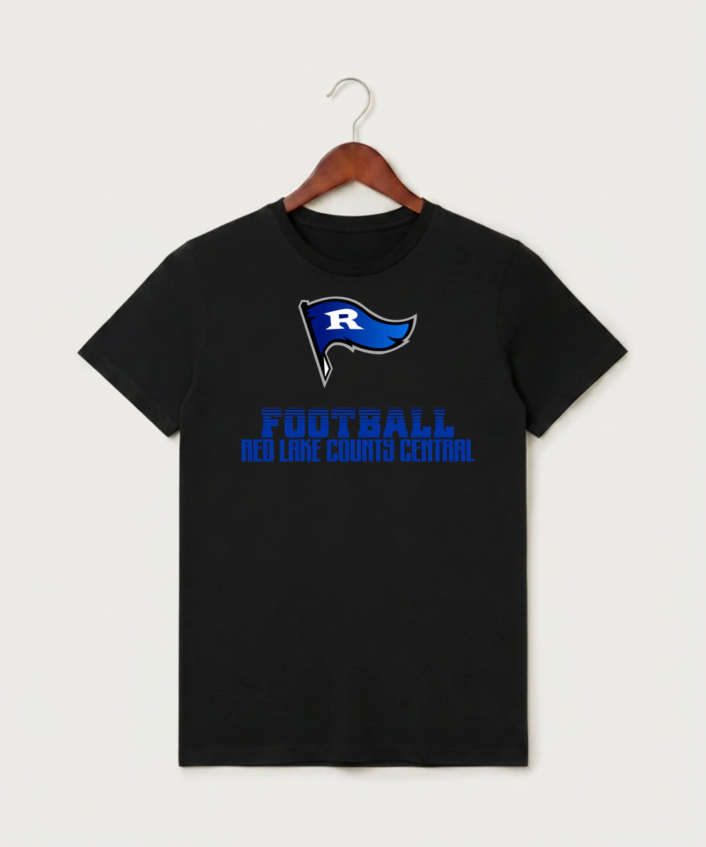 Red Lake County Central Football (Boys) - Black T-Shirt - Full Front