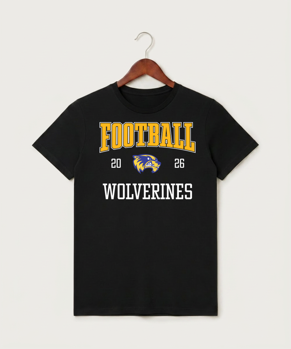 Wadena Deer Creek High School Football (Boys) - Black T-Shirt - Full Front