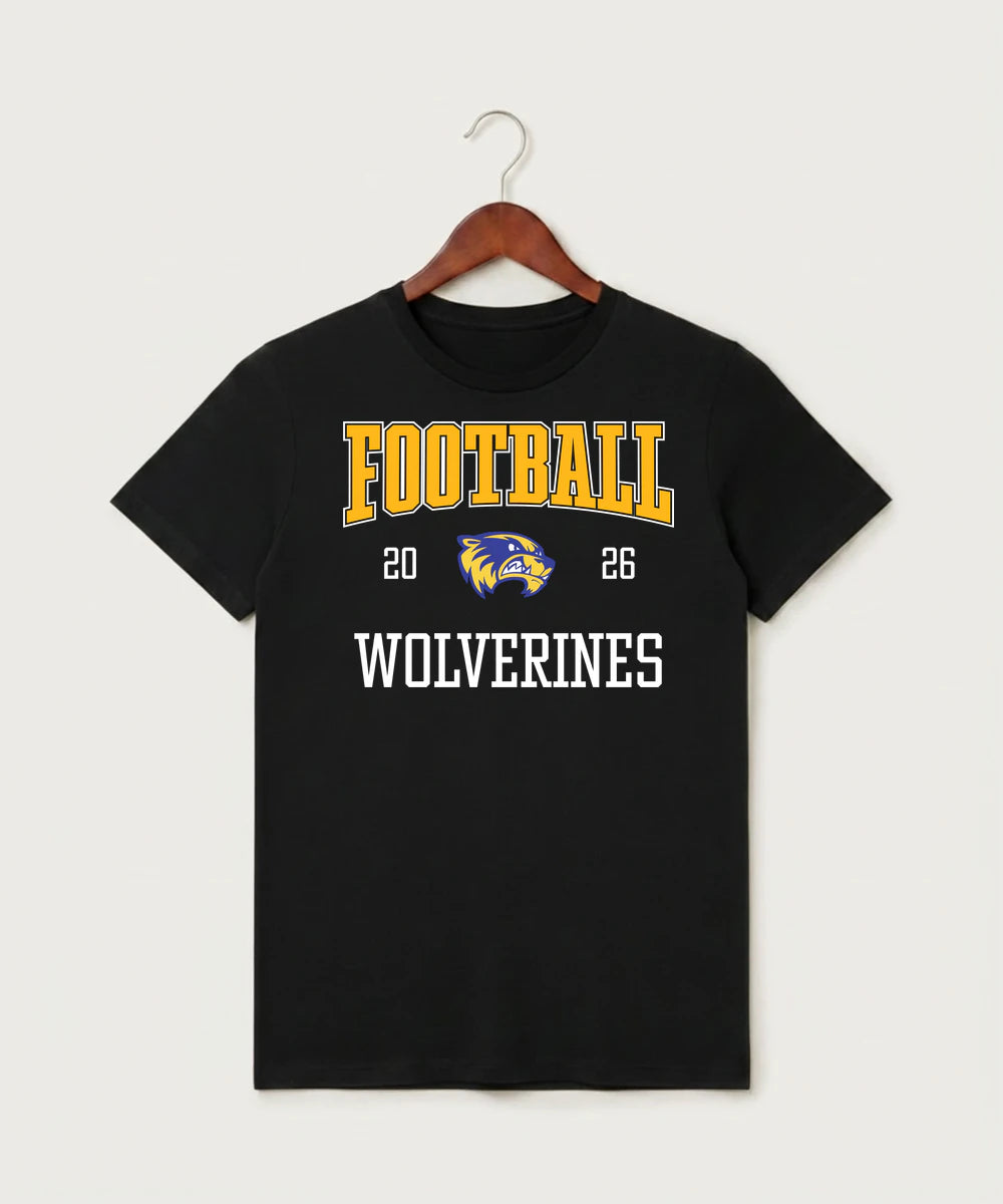 Wadena Deer Creek High School Football (Boys) - Black T-Shirt - Full Front