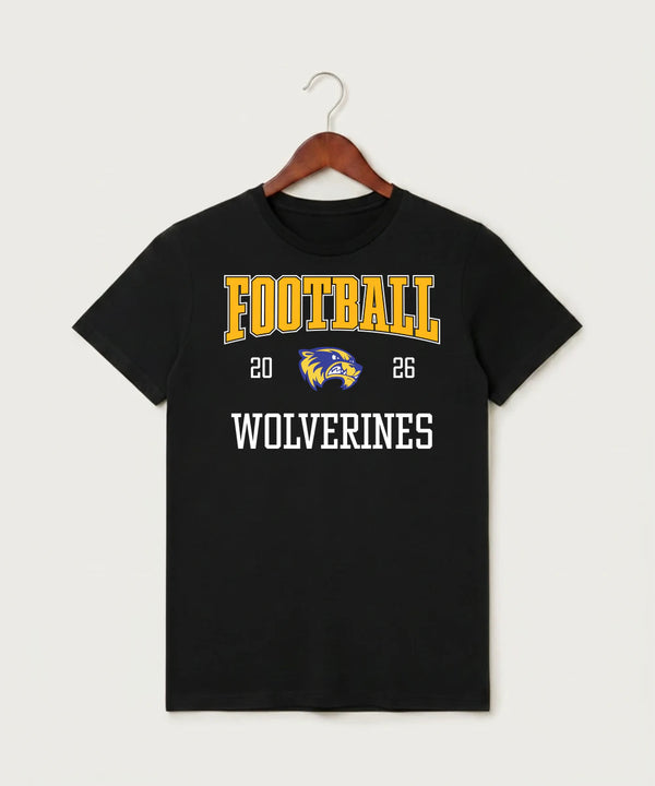 Wadena Deer Creek High School Football (Boys) - Black T-Shirt - Full Front