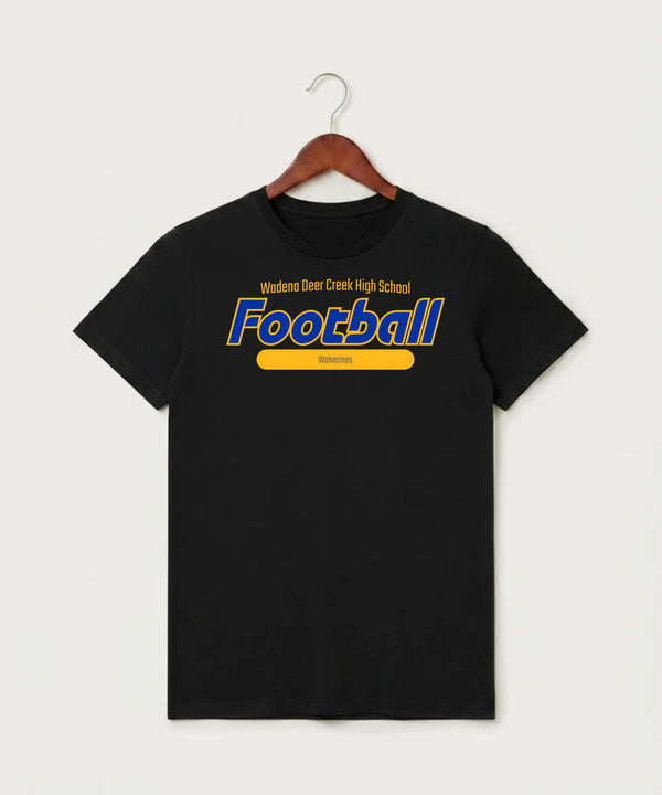 Wadena Deer Creek High School Football (Boys) - Black T-Shirt - Full Front