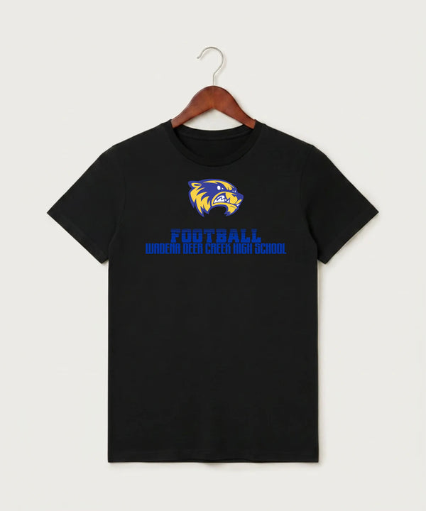 Wadena Deer Creek High School Football (Boys) - Black T-Shirt - Full Front