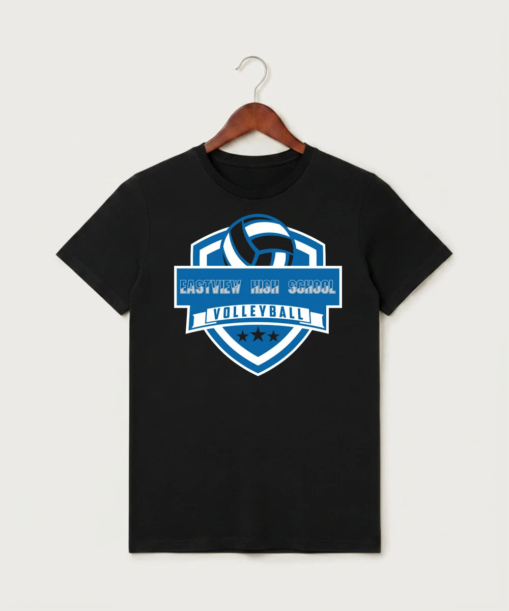Eastview High School Volleyball (Girls) - Black T-Shirt - Full Front
