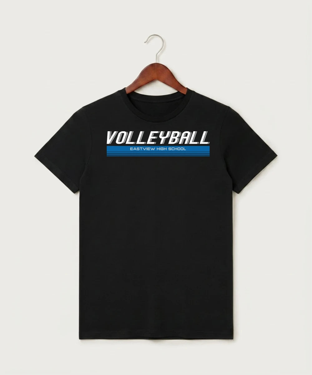Eastview High School Volleyball (Girls) - Black T-Shirt - Full Front