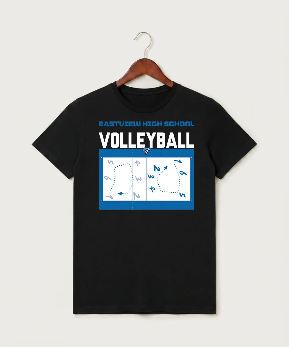 Eastview High School Volleyball (Girls) - Black T-Shirt - Full Front