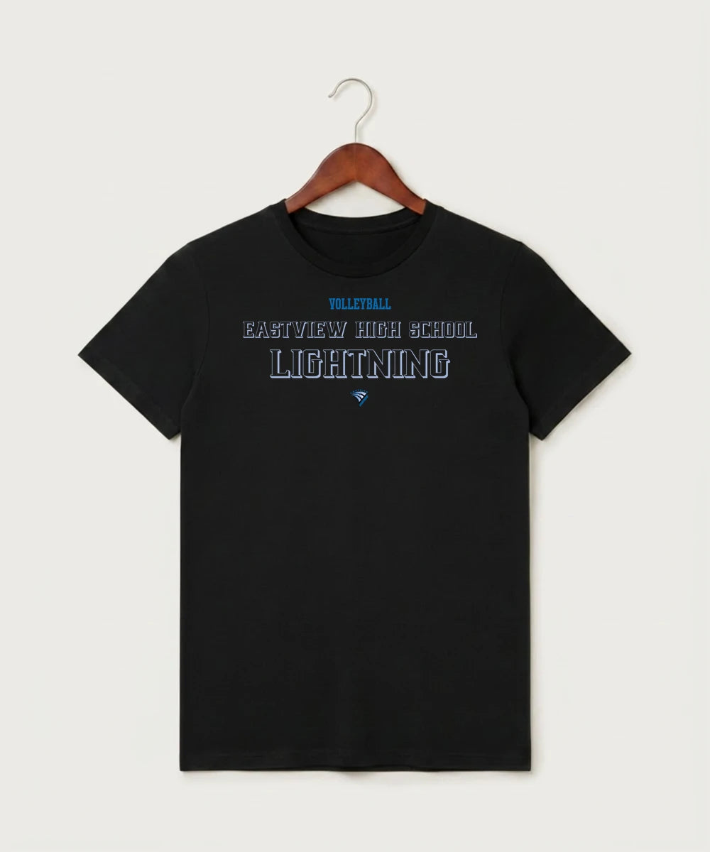 Eastview High School Volleyball (Girls) - Black T-Shirt - Full Front