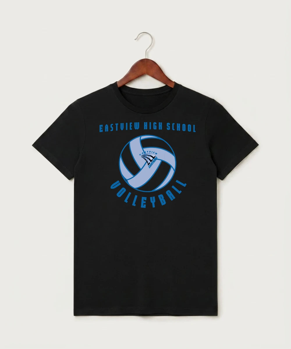 Eastview High School Volleyball (Girls) - Black T-Shirt - Full Front