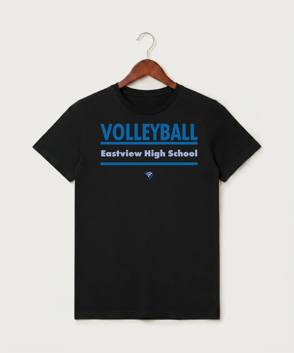Eastview High School Volleyball (Girls) - Black T-Shirt - Full Front