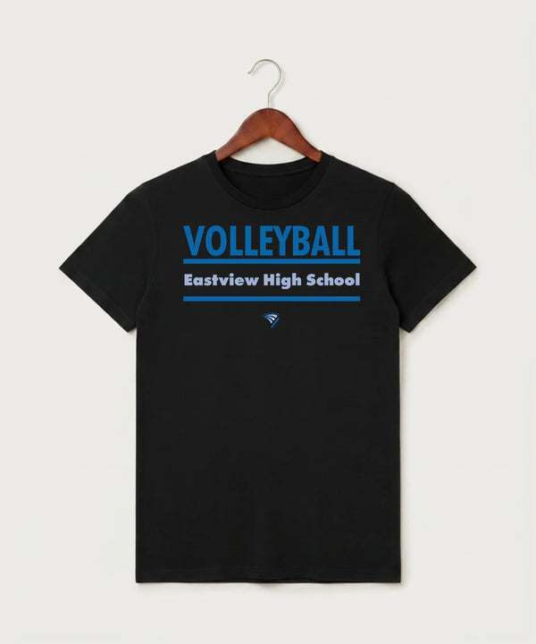 Eastview High School Volleyball (Girls) - Black T-Shirt - Full Front