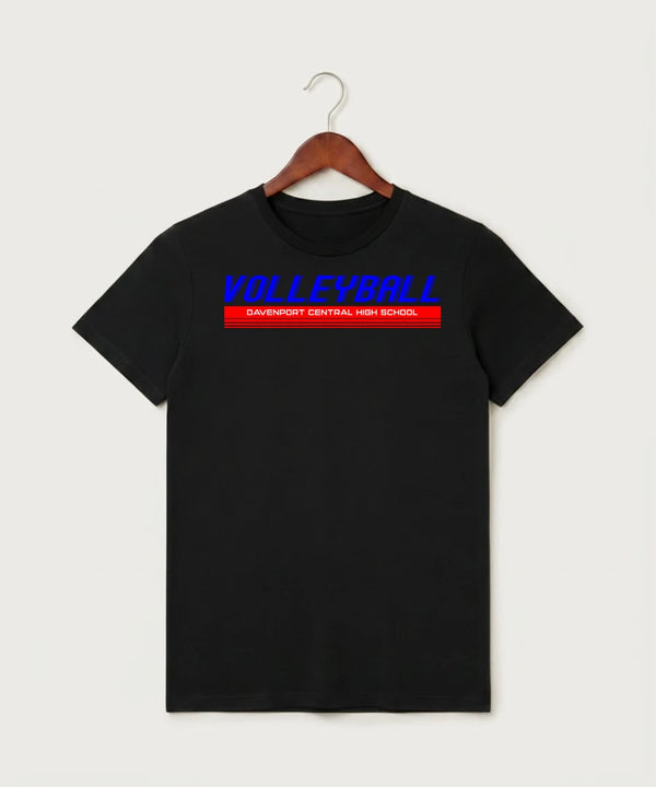Davenport Central High School Volleyball (Girls) - Black T-Shirt - Full Front