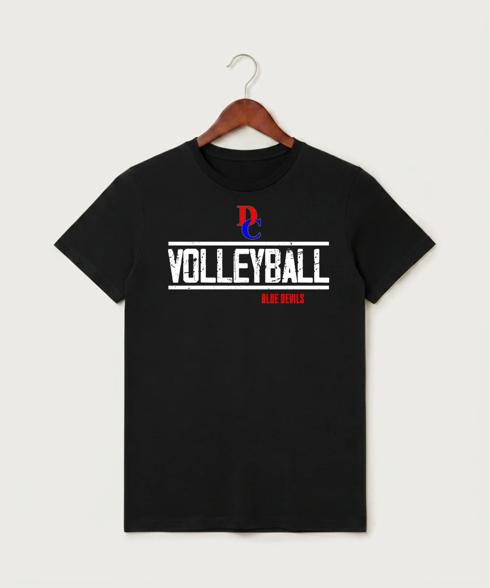Davenport Central High School Volleyball (Girls) - Black T-Shirt - Full Front