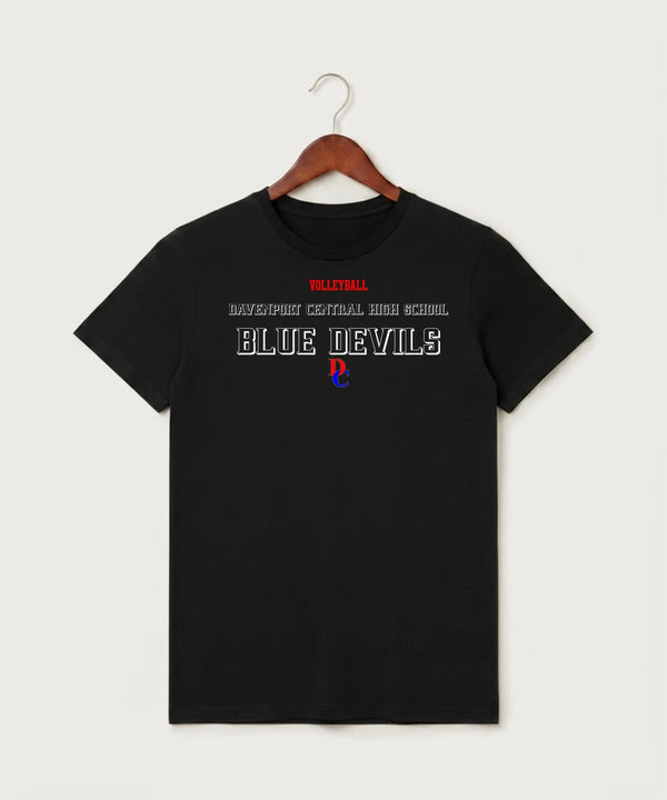Davenport Central High School Volleyball (Girls) - Black T-Shirt - Full Front