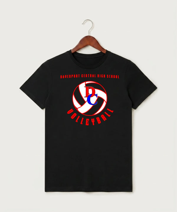 Davenport Central High School Volleyball (Girls) - Black T-Shirt - Full Front