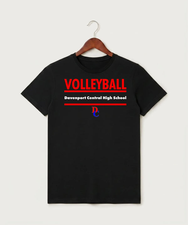 Davenport Central High School Volleyball (Girls) - Black T-Shirt - Full Front