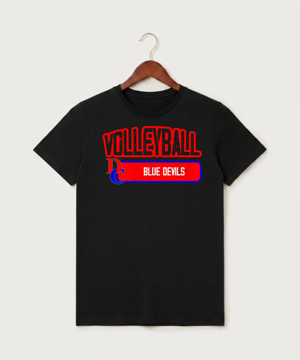 Davenport Central High School Volleyball (Girls) - Black T-Shirt - Full Front