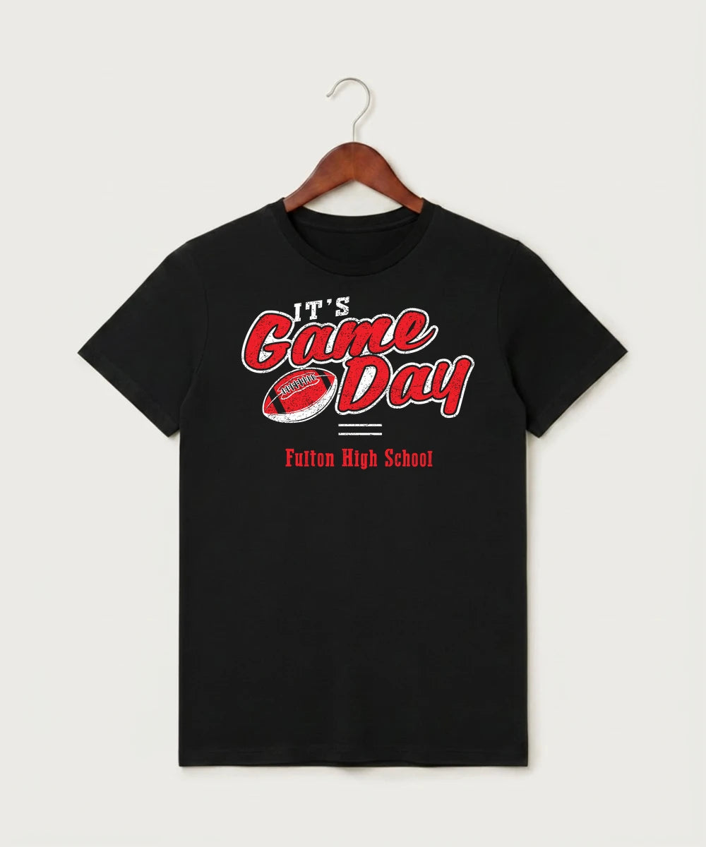 Fulton High School Football (Boys) - Black T-Shirt - Full Front