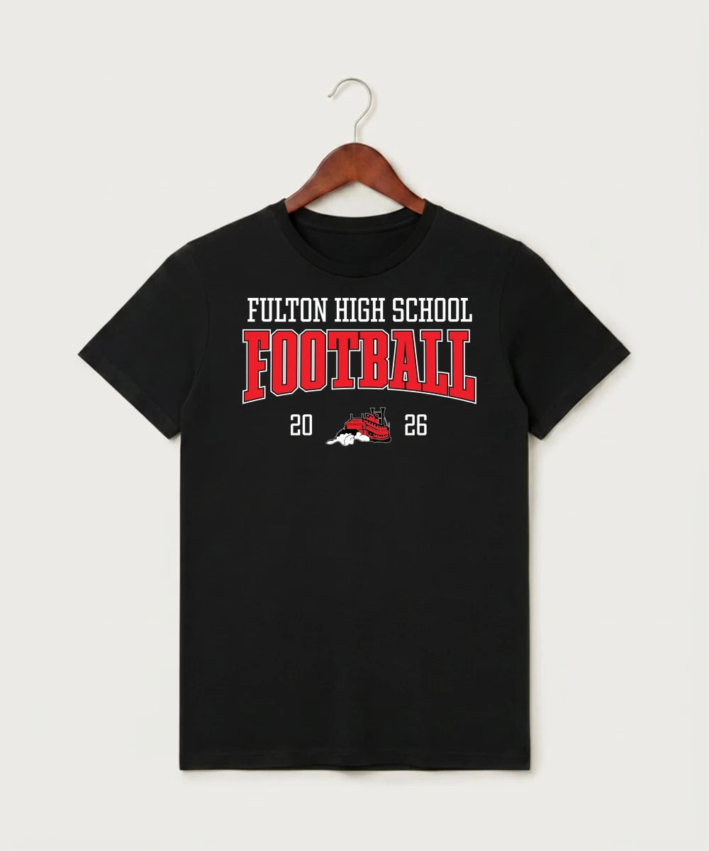 Fulton High School Football (Boys) - Black T-Shirt - Full Front