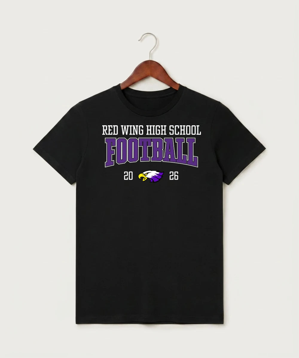 Red Wing High School Football - Black T-Shirt - Full Front