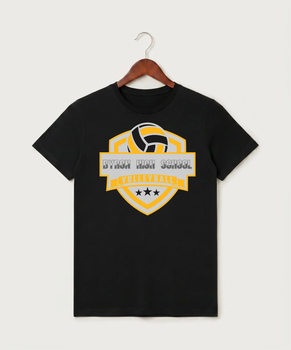 Byron High School Volleyball (Girls) - Black T-Shirt - Full Front