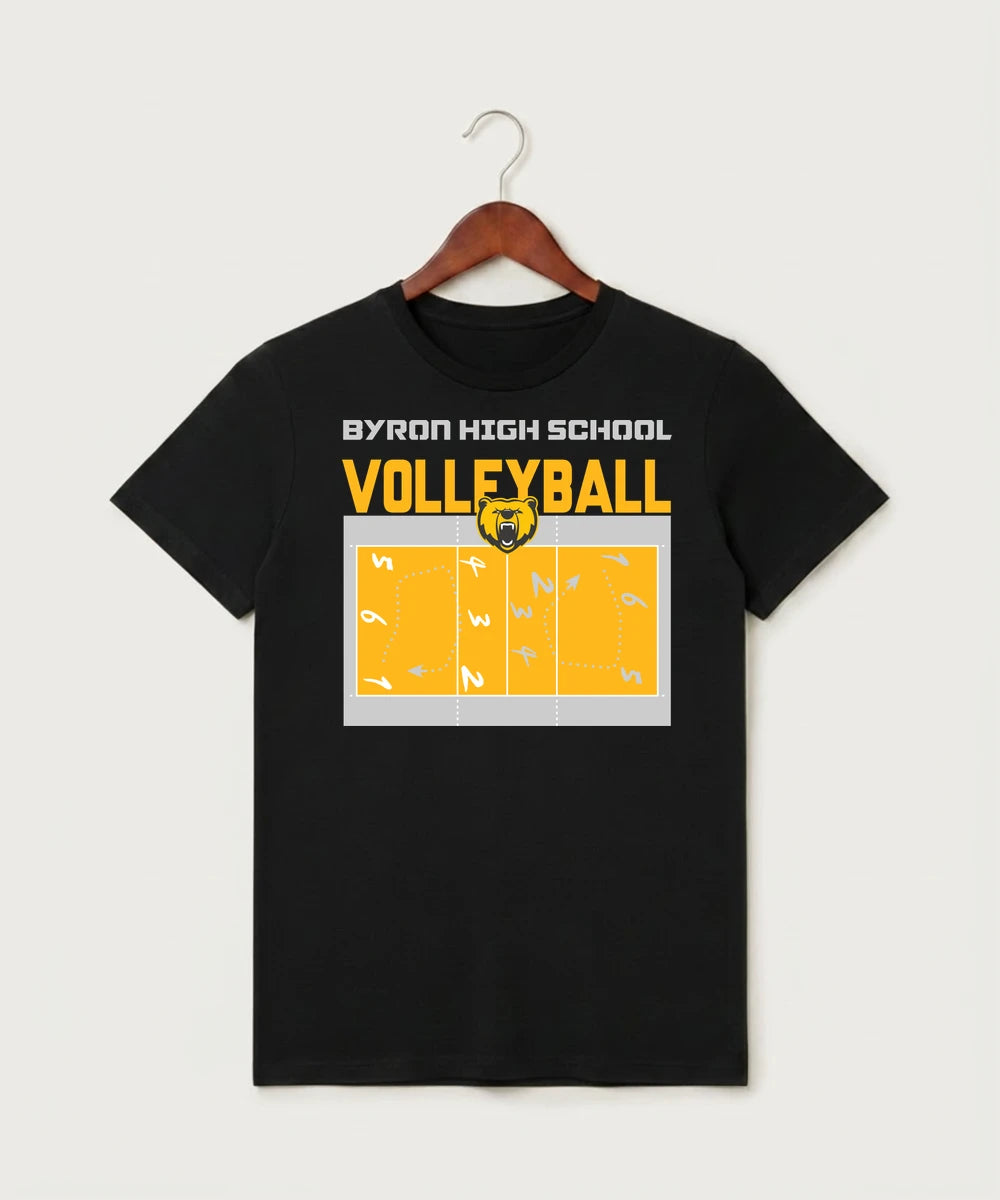 Byron High School Volleyball (Girls) - Black T-Shirt - Full Front