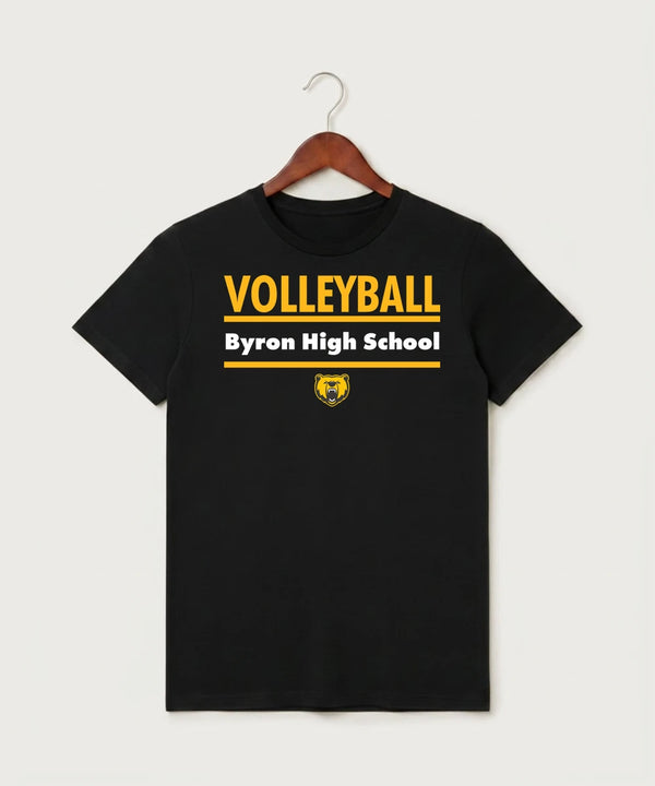 Byron High School Volleyball (Girls) - Black T-Shirt - Full Front