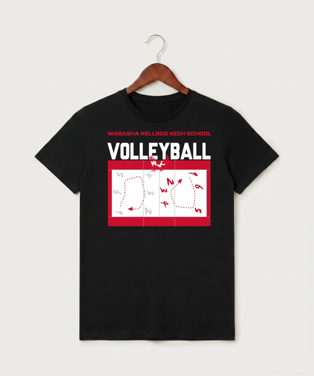 Wabasha Kellogg High School Volleyball (Girls) - Black T-Shirt - Full Front