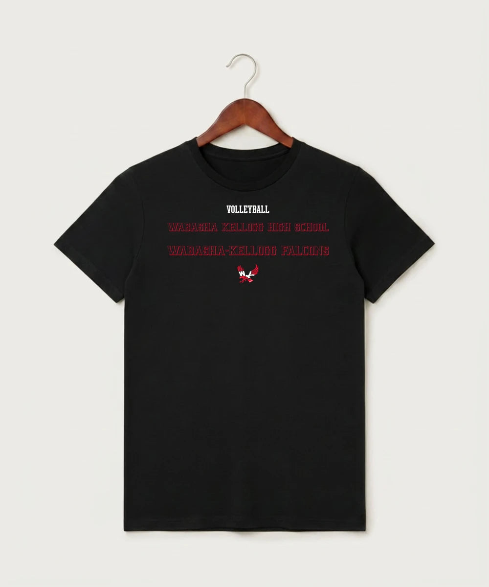 Wabasha Kellogg High School Volleyball (Girls) - Black T-Shirt - Full Front