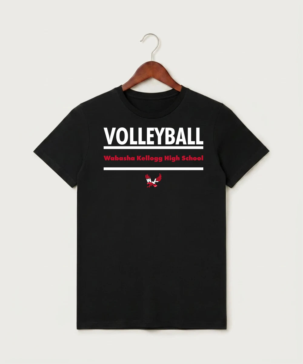 Wabasha Kellogg High School Volleyball (Girls) - Black T-Shirt - Full Front