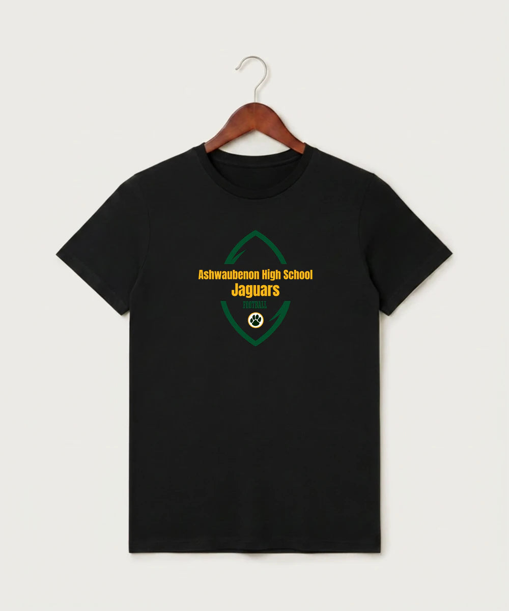 Ashwaubenon High School Football (Boys) - Black T-Shirt - Full Front