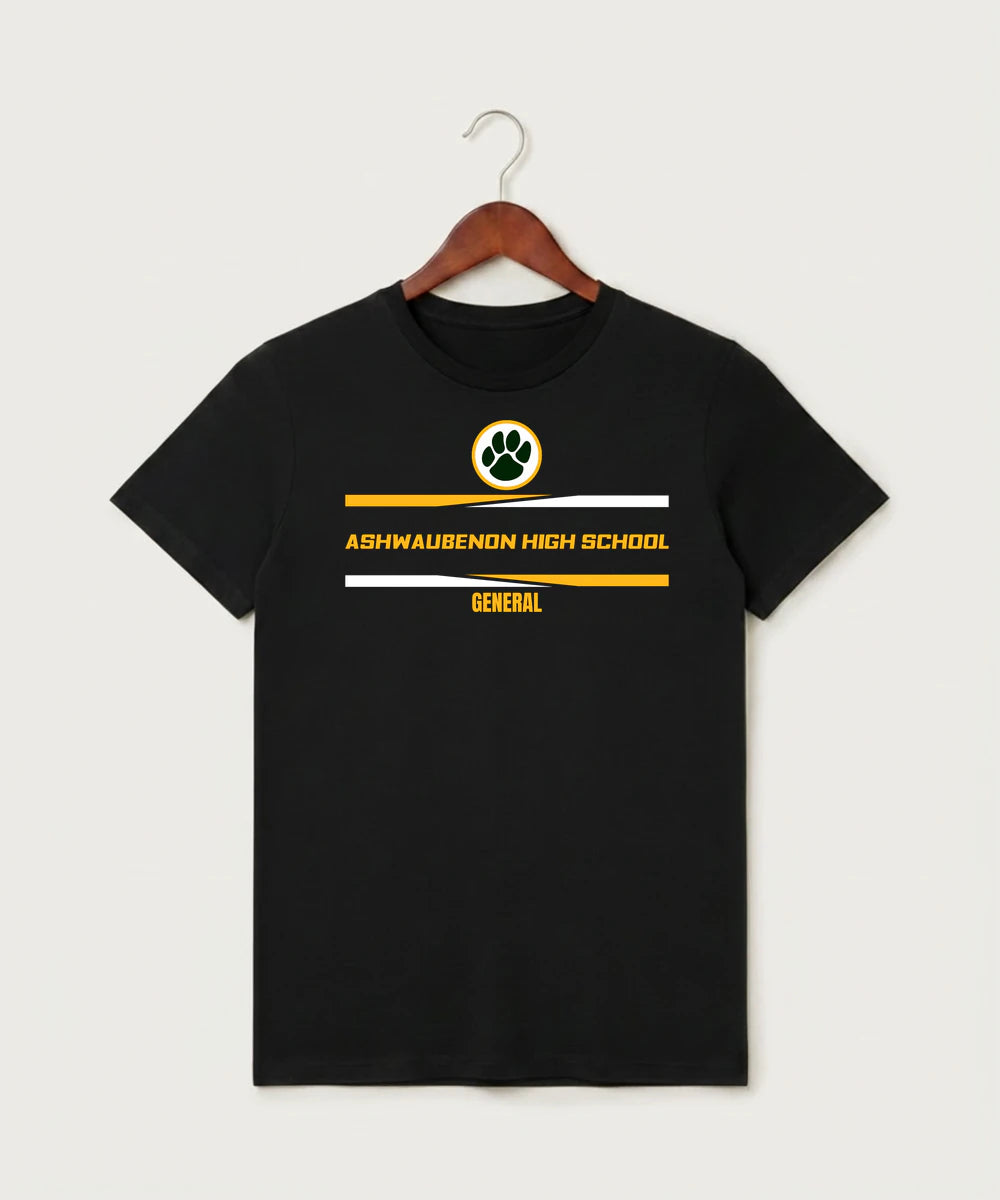 Ashwaubenon High School General (Sandbox) - Black T-Shirt - Full Front