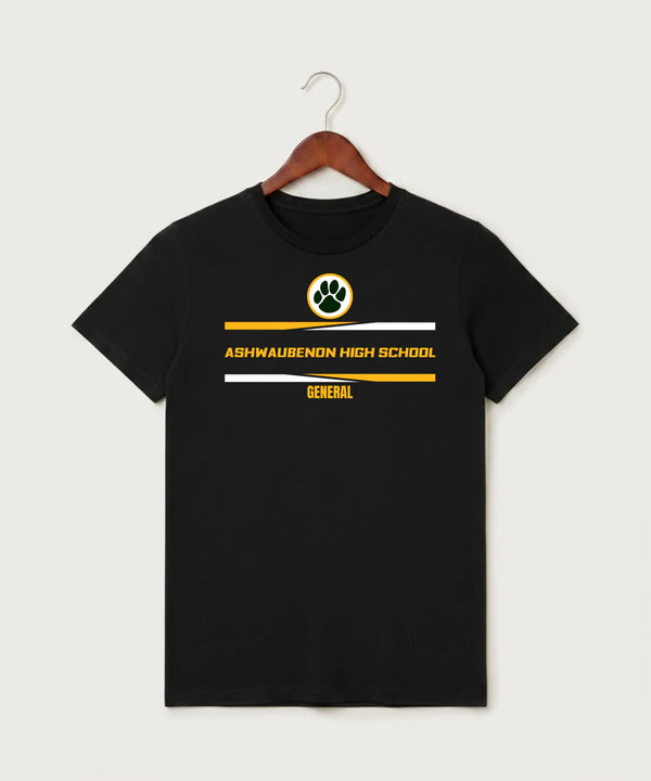 Ashwaubenon High School General (Sandbox) - Black T-Shirt - Full Front