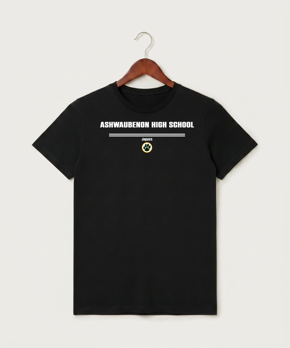 Ashwaubenon High School General (Sandbox) - Black T-Shirt - Full Front