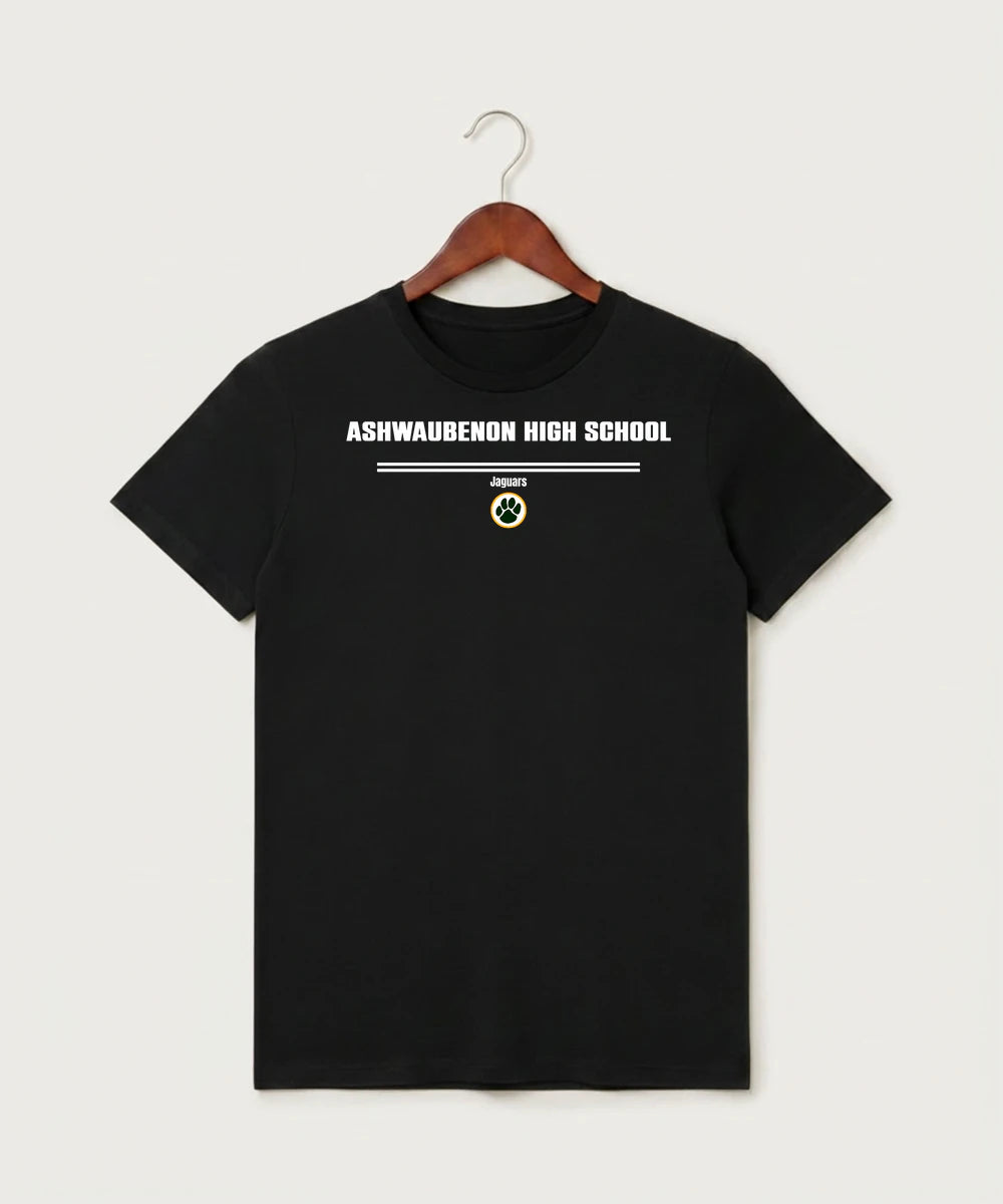 Ashwaubenon High School General (Sandbox) - Black T-Shirt - Full Front