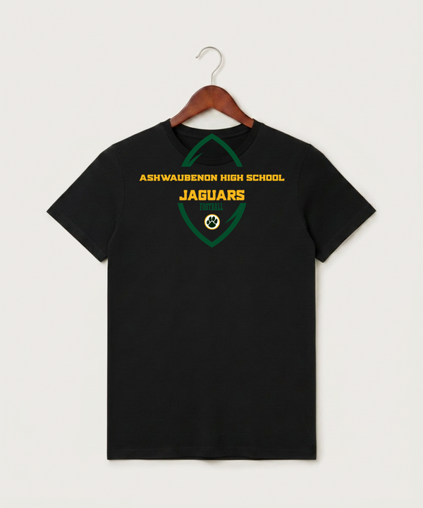 Ashwaubenon High School Football (Boys) (Sandbox) - Black T-Shirt - Full Front
