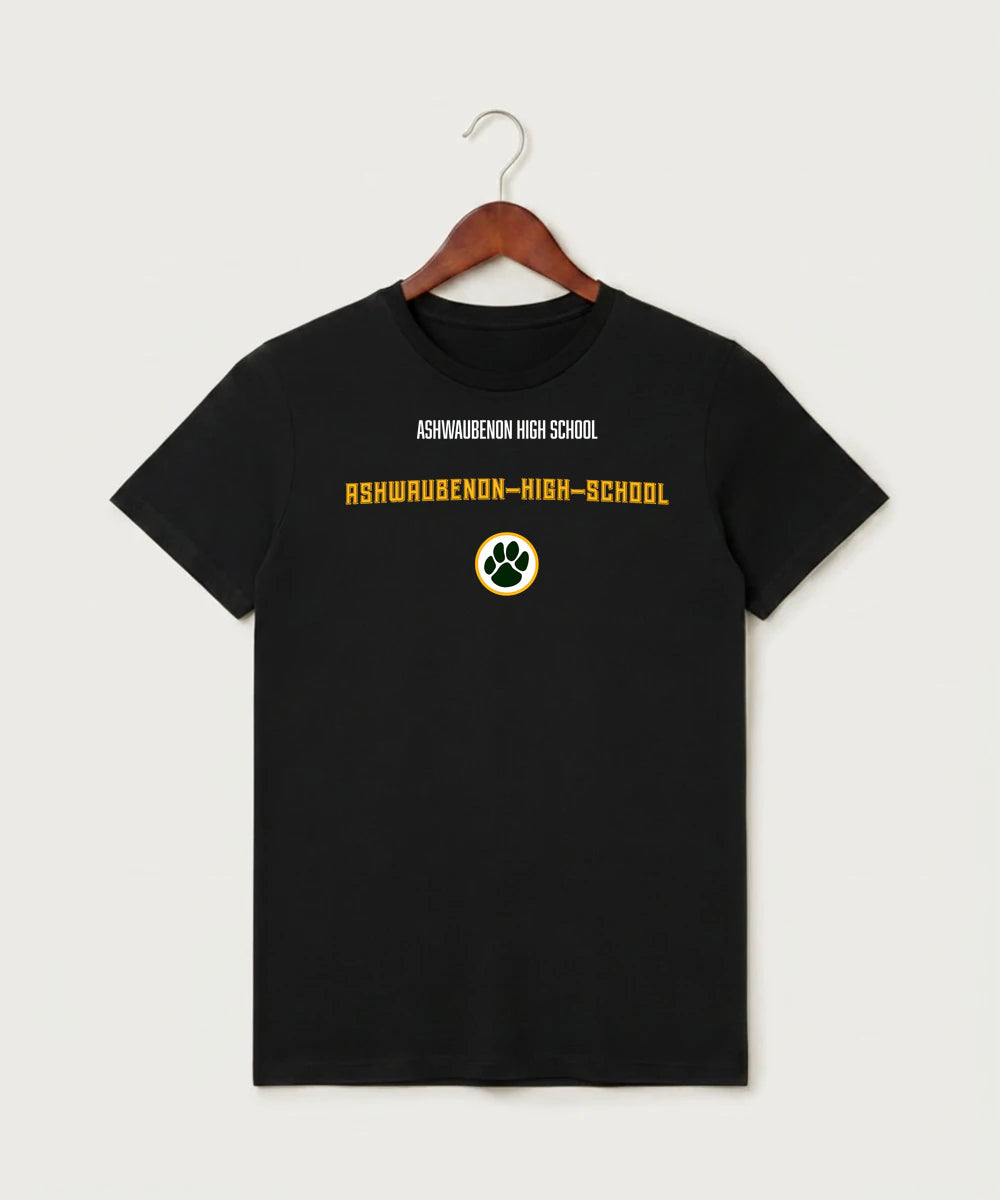 Ashwaubenon High School General (Sandbox) - Black T-Shirt - Full Front