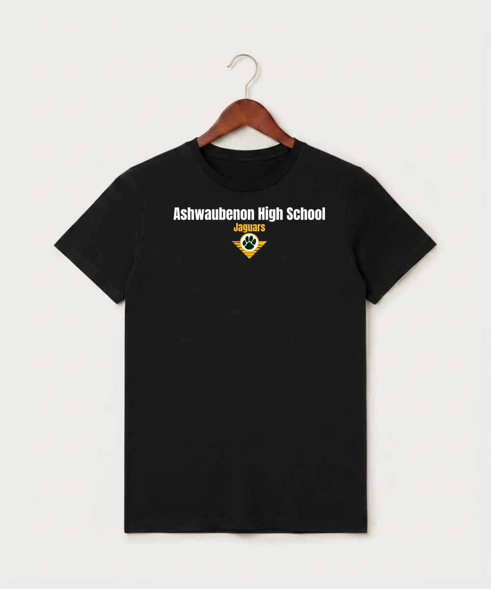 Ashwaubenon High School General (Sandbox) - Black T-Shirt - Full Front