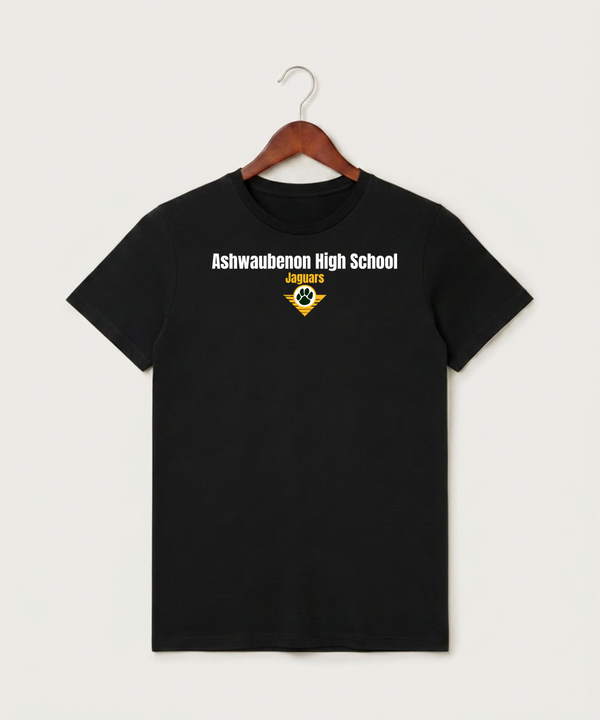 Ashwaubenon High School General (Sandbox) - Black T-Shirt - Full Front