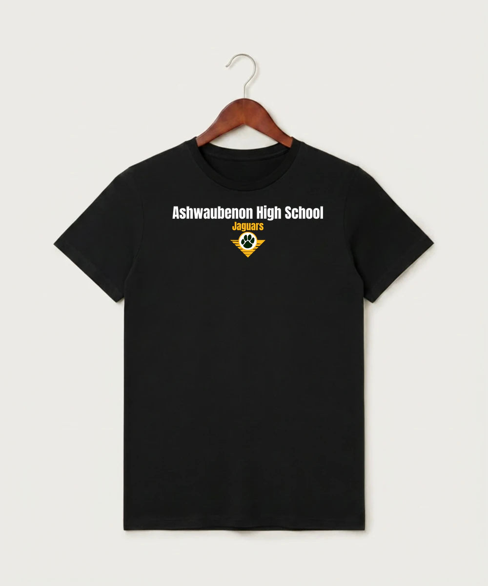 Ashwaubenon High School General (Sandbox) - Black T-Shirt - Full Front