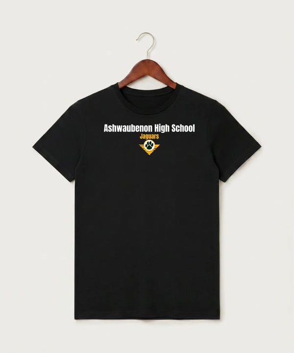 Ashwaubenon High School General (Sandbox) - Black T-Shirt - Full Front