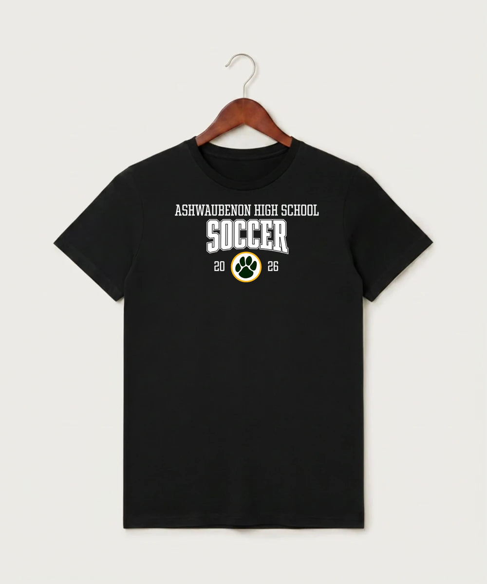 Ashwaubenon High School Soccer (Boys) - Black T-Shirt - Full Front