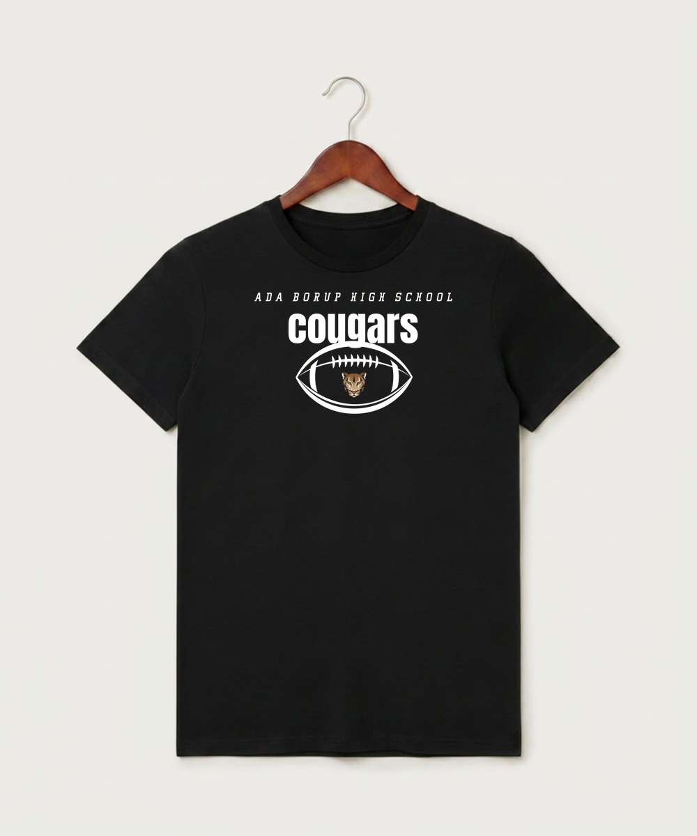 Ada Borup High School Football (Boys) - Black T-Shirt - Full Front