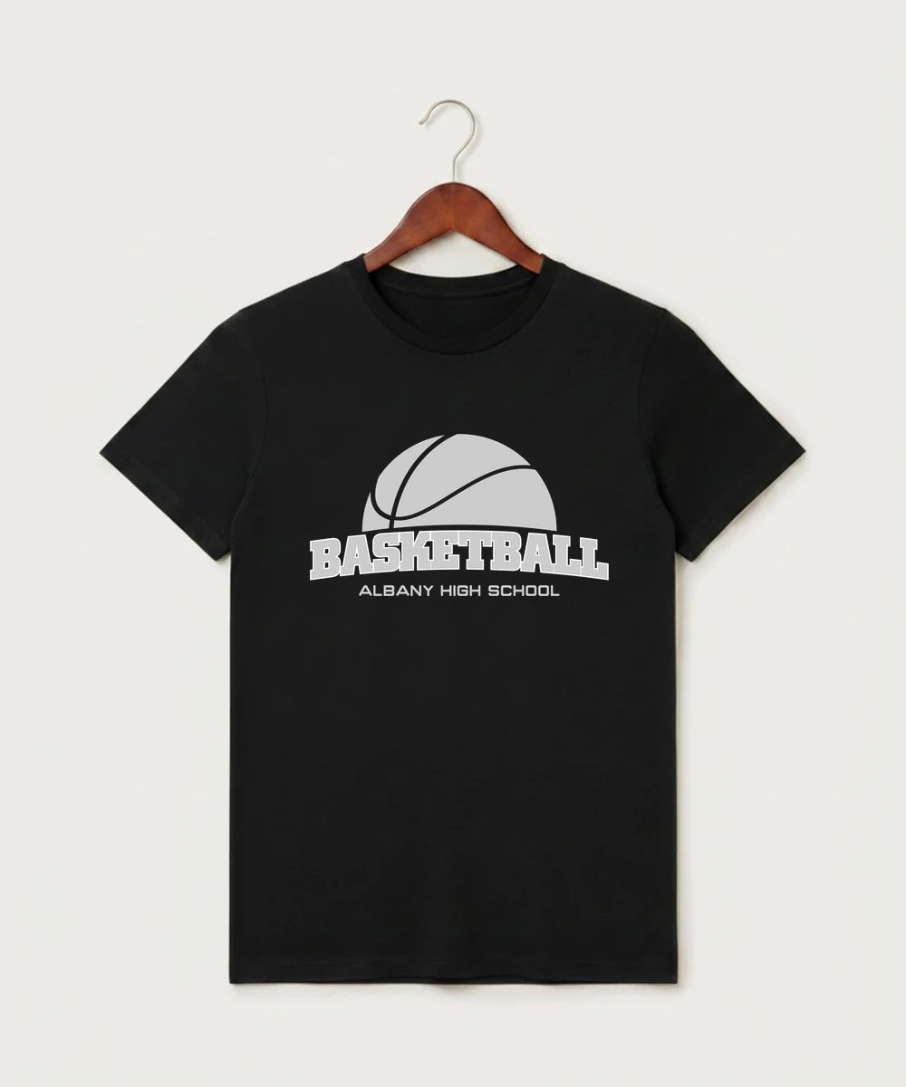Albany High School Basketball (Boys) - Black T-Shirt - Full Front
