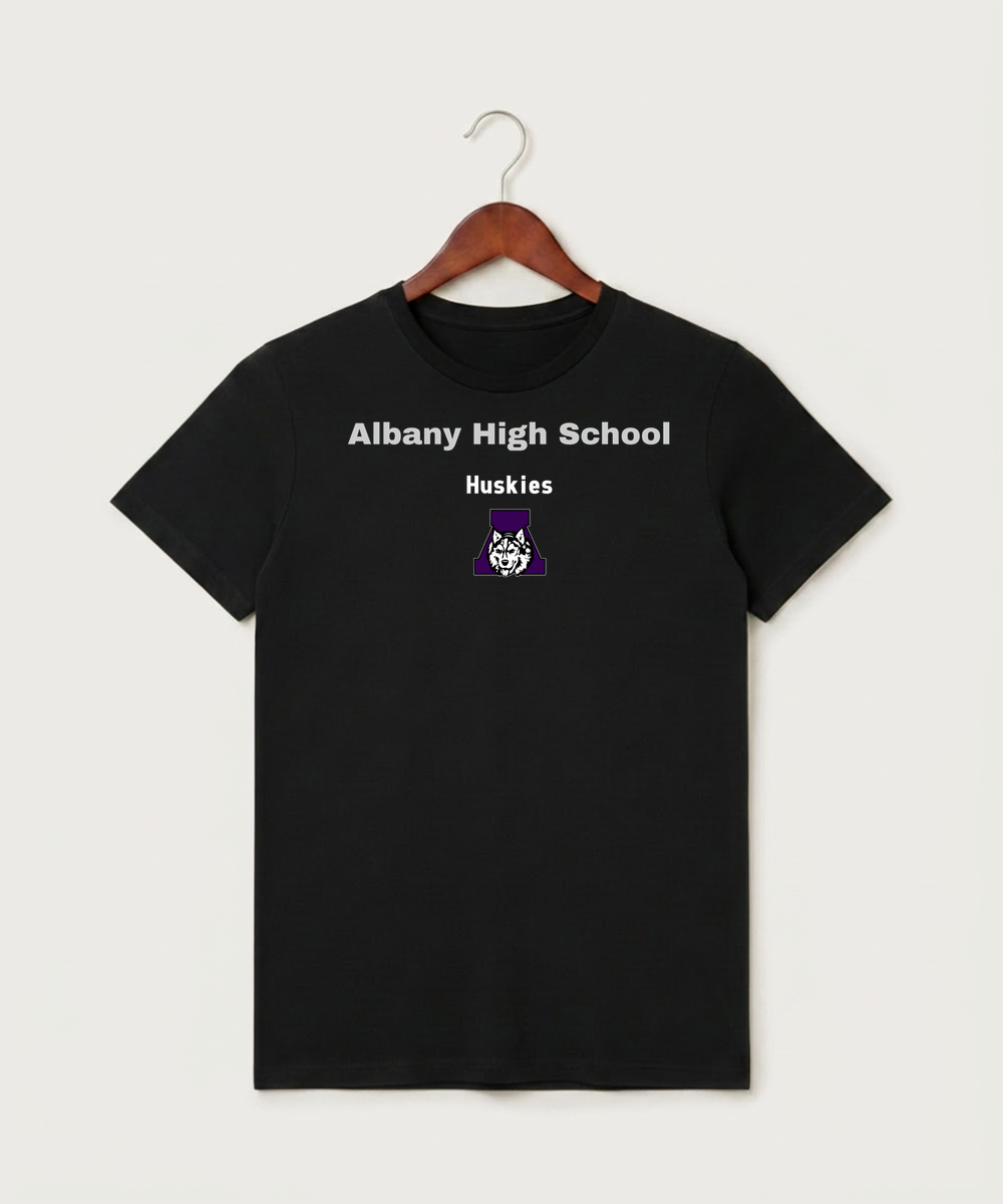 Albany High School Athletics - Black T-Shirt - Full Front