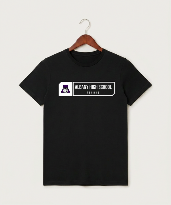 Albany High School Tennis (Boys) - Black T-Shirt - Full Front