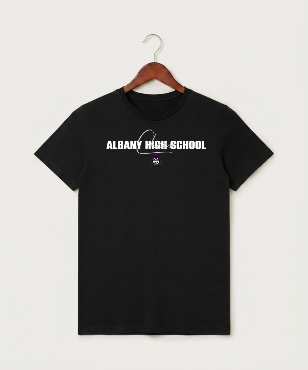Albany High School Cheerleading - Black T-Shirt - Full Front