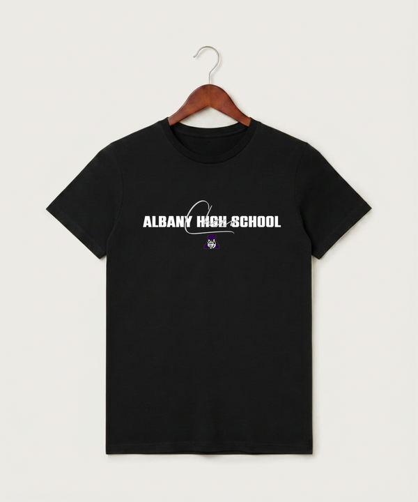 Albany High School Cheerleading - Black T-Shirt - Full Front