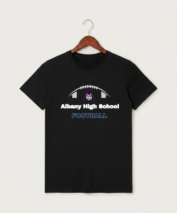 Albany High School Football (Boys) - Black T-Shirt - Full Front